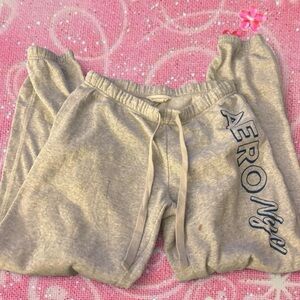 Aeropostale Light Gray Track Joggers with Navy Logo